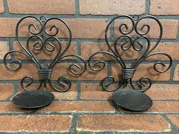 Wrought Iron Wall Sconces Pillar Candle Holder Set Of 2 | eBay