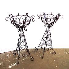 Pair of Antique European Wire Planters For Sale at 1stDibs