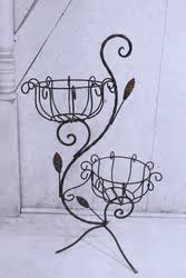 Wrought Iron Small Curly Tree Planter with Baskets