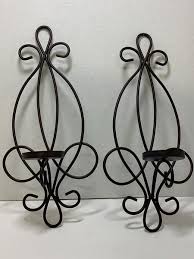 Wall Mount Candle Holders Cottage Black Metal Rectangle Set of 2 | eBay