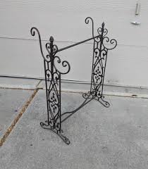 Vintage Black Wrought Iron Metal Quilt Towel Rack Stand Ornate French Scroll T49 | eBay