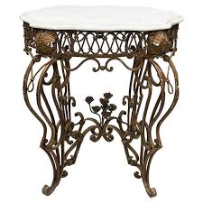 Wrought iron with marble top side or center table, 19th ...