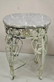 Vintage French Art Nouveau Wrought Iron Marble Top Painted ...
