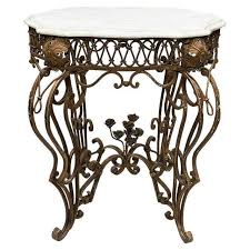 Wrought Iron Side or Center Table with Marble Top, 19th ...