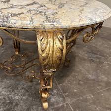 Antique Italian Painted Wrought Iron Marble Top Coffee Table ...
