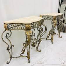 Vintage Wrought Iron & Stone Side Tables - a Pair | Chairish