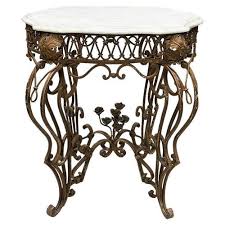 Wrought Iron Side or Center Table with Marble Top, 19th ...