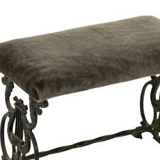 Cast Iron Bench with Mohair Upholstery | Grandview Mercantile