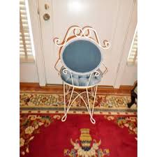 Mid Century Metal Blue Velvet Parlor Chair | Chairish