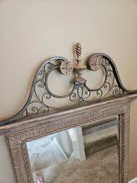 Vintage Large Rattan & Iron Mirror | Chairish