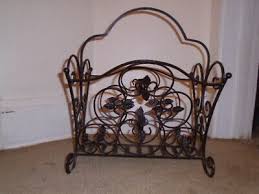 Vintage Beautiful Designed Leaves Cast Iron/Metal Magazine ...