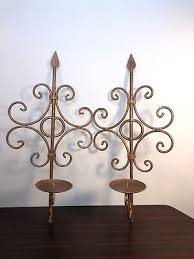Twisted Wrought Iron Wall Sconce Candle Holders Set of 2 | eBay