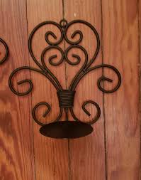 1980s Black Wrought Iron Candle Holder Sconces - a Pair ...