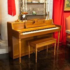 Vintage WURLITZER Spinet Piano with Lamp and Bench | Grandview Mercantile