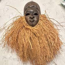 African Tribal Vtg Hand Carved Wood Mask Lega Bwami Africa ...