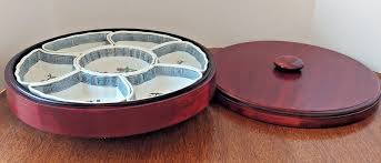 Vintage Lazy Susan Serving Tray Hand Painted Overjoy Hong Kong Porcelain Inserts | eBay