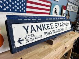 Handcrafted Yankee Stadium Sign: Rustic Barn Board Wall Art ...