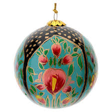 Paper mache Christmas tree bauble with tulip 80 mm | online ...