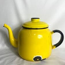 Vintage Enamel Teapot - Yellow Enamel Tea Pot - Vintage Vase - Vintage Jug - Yellow Teapot - 1960s - Made in Poland GC - Etsy