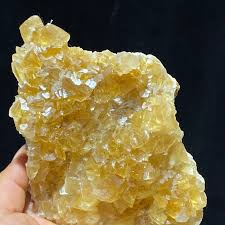 694g Translucent Gold Yellow/White Cube Benz Calcite Crystal ...