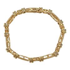Late 20th Century Vintage 14k Yellow Gold Diamond Bracelet | Chairish