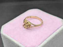 Vintage 14K Yellow Gold Rose Ring - Unique Flower & Stem Design - Etsy