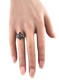 14 Karat Yellow Gold Natural Blue Sapphire and Diamond Ring Size 6 #19030 For Sale at 1stDibs