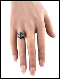 14 Karat Yellow Gold Natural Blue Sapphire & Diamond Ring Size 6 . For Sale at Ruby Lane