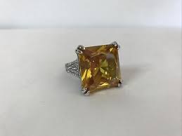 Italo Jewelry Woman's Huge Yellow Sapphire Engagement Ring Large Size 12 | eBay Australia