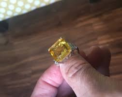 Beautiful Square Citrine Ring - Citrine + Cubic Zicon Gemstone Ring - Large Citrine + Citrine Gemstone Ring Size 9.5 - Vintage Citrine Ring - Etsy Canada