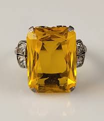 Uncas Citrine & Rhinestone Statement Ring-circa 1930s - Etsy Ireland