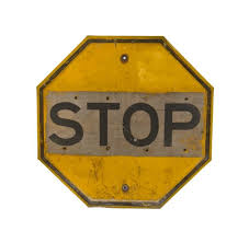 late 1940's vintage american single-sided heavy gauge die cut steel octagonal-shaped city street hand-painted "stop" traffic sign