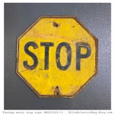 Vintage Yellow and Black Stop Sign | Old 2 Foot Metal Traffic Sign, Big Embossed Steel Signage Unique Industrial Salvage Wall Decor, - Etsy Australia
