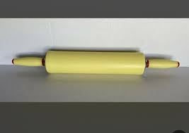 Vintage Rolling Pin Yellow Red Melamine Red, Chrome Trim 18” Rustic Collection | eBay