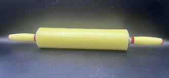 Melamine Rolling Pin Yellow With Red & Chrome Accents Vtg /MCM Farmhouse Bin 5 | eBay