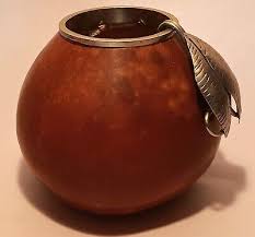 1950s YERBA TEA CUP vtg argentina cowboy gourd silver leaf south american mate | eBay