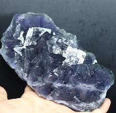 3.06lb Museum quality-Natural Cube Purple Fluorite Crystal ...