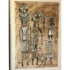 1980's Aboriginal Figurative Framed Painting on Paper | Chairish