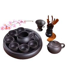 Purple Clay Chinese Tea Set with Tray