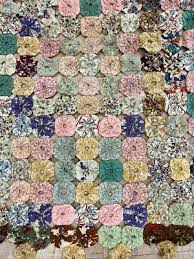 Vtg Yo Yo Quilt Coverlet Diamond Design Fabric from 1930's ...