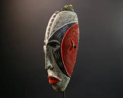 Hand Carved Bega Mask: West African Tribal Art, Red Yellow ...