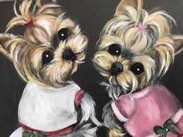 two yorkies original painting 8”x10” most popular! | eBay