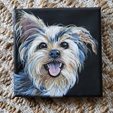 Custom Dog Portrait on Canvas // Hand Painted Dog Acrylic Art // Personalized Pet Gift // Pet Memorial Painting // 6x6 Chewy Canvas - Etsy