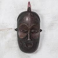 Handmade African Sese Wood Mask from Ghana - Baga Face | NOVICA