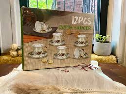 VTG - (12 Pcs) Yusui Porcelain 24KT G.P. Tea Cup & Saucer ...