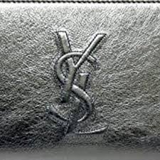 Yves Saint Laurent Wallet YSL Belle du Jour Silver Leather ...