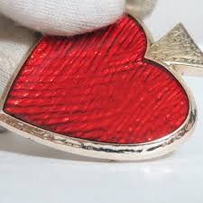 Auth Yves Saint Laurent YSL Red Spade Motif Necklace Pendant Choker Brooch Franc | eBay