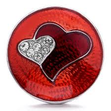 2 Hearts Enamel Rhinestone Snap - Red | Snap Jewelry Ginger Charms | SnapAccents