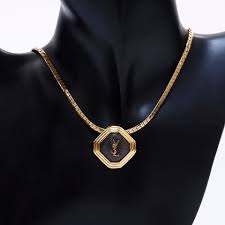 Yves Saint Laurent YVES SAINT LAURENT YSL necklace, gold, black, WS747 – NUIR VINTAGE