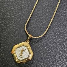 Yves Saint Laurent Necklace YSL Logo Plate Vintage | eBay